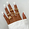 6Pcs Alloy Finger Rings, Twist, Golden, Inner Diameter: 16~19mm