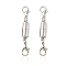 Brass Magnetic Clasps, with Double Lobster Claw Clasps, Column, Platinum, 45x7.5x6mm, Lobster Claw Clasp: about 11.8x7.5x2.8mm