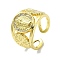 Brass with Cubic Zirconia Open Cuff Ring, Cadmium Free & Nickel Free & Lead Free, Virgin Mary, Real 18K Gold Plated, Inner Diameter: 18mm