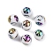 Christmas Opaque Glass Beads, Round with Electroplate Snowflake Pattern, Multi-color Plated, 10mm, Hole: 1.2mm