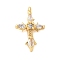 Brass Micro Pave Cubic Zirconia Pendants, Cadmium Free & Nickel Free & Lead Free, Cross Charms, Real 18K Gold Plated, 16x10x3.5mm, Hole: 1.5mm