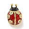 304 Stainless Steel Rhinestone European Beads, with Enamel, Large Hole Beads, Ladybug, Golden, 15x10x9mm, Hole: 4.5mm