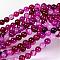 Natural Striped Agate/Banded Agate Beads, Dyed, Round, Grade A, Fuchsia, 6mm, Hole: 1mm, 63pcs/strand, 14.5 inch/strand