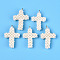 Natural Cultured Freshwater Pearl Pendants, Handmade Cross Cluster Charms, with Jump Rings, Platinum, Creamy White, 32.5~35.5x22~24x7~9mm, Hole: 4mm