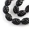 Natural Carved Obsidian Stone Bead Strands, Oval, 26x18mm, Hole: 1mm, about 16pcs/strand, 15.7 inch