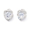 Alloy Clear Cubic Zirconia Charms, Long-Lasting Plated, Heart, Platinum, 12x9x5mm, Hole: 1.4mm