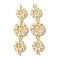 Brass Pave Clear Cubic Zirconia Connector Charms, Cadmium Free & Nickel Free & Lead Free, Triple Flower Links with Jump Rings, Real 18K Gold Plated, 37x10x3mm, Hole: 1.2mm