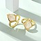 Rhombus Natural Rose Quartz Finger Rings, Golden Tone Brass Cubic Zirconia Cuff Rings, Rack Plating, Long-Lasting Plated, Lead Free & Cadmium Free, Rhombus: 13x18mm, Inner Diameter: 17mm