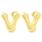 Rack Plating Brass Earrings, Cadmium Free & Lead Free, Long-Lasting Plated, Stud Earrings, Alphabet, Real 18K Gold Plated, Letter V, 14x14mm