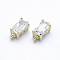 Long-Lasting Plated Brass Cubic Zirconia Links, Clear, Real 18K Gold Plated, Nickel Free, Rectangle, 8x3.5x4mm, Hole: 1mm