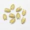 Brass Bead Caps, Lead Free & Cadmium Free & Nickel Free, 6-Petal, Leaf, Filigree, Raw(Unplated), 16x9x5mm, Hole: 2mm