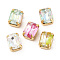 Sew on Rhinestone, Glass Crystal Rhinestone Multi-Strand Links, with Brass Prong Settings, Garments Accessories, Faceted, Mixed Color, Rectangle, Golden, 8x6x5mm, Hole: 0.9mm