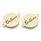 201 Stainless Steel Enamel Links connectors, Flat Round with Word Believe, Black, Golden, 16x21x1mm, Hole: 1.4mm