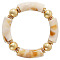 Fashionable Women's Chunky Curved Acrylic Tube Beads Stretch Bracelets, PeachPuff
