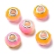 Glass European Beads, Large Hole Beads, with Silver Tone Brass Double Cores, Faceted Rondelle, Dark Orange, 14x9mm, Hole: 5mm