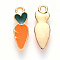 Alloy Enamel Pendants, Carrot, Light Gold, Dark Orange, 16x5x1.5mm, Hole: 1.5mm