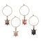 Alloy Enamel Wine Glass Charms, with Brass 
Hoops, Tortoise, Mixed Color, 55.5mm, Pendant: 24.5x14x4mm, Pin: 0.6mm, 4pcs/set