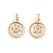 Brass Micro Pave Clear Cubic Zirconia Pendants, Cadmium Free & Nickel Free & Lead Free, with Shell, Flat Round with Snowflake, Real 18K Gold Plated, 18.5x13x5.5mm, Hole: 4x1mm