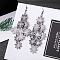 Alloy Leaf Cluster Tassel Dangle Earrings, Matte Silver Color