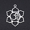Non-Tarnish 201 Stainless Steel Pendants, Laser Cut Pendants, Flower with Aum/Om Symbol, Stainless Steel Color, 25x19.5x1mm, Hole: 1.5mm