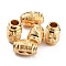Brass Beads, Long-Lasting Plated, Barrel with Flower, Real 24K Gold Plated, 7x4.5mm, Hole: 2.2mm
