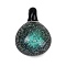 Handmade Lampwork Pendants, Cat Shape Charms, Dark Turquoise, 27~27.5x18x15mm, Hole: 2.5mm