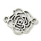 Tibetan Style Alloy Connector Charms, Flower Outline Links, Lead Free & Cadmium Free, Antique Silver, 13x16.5x1mm, Hole: 1.5mm