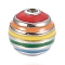 304 Stainless Steel Beads, Beehive Beads, with Enamel, Round, Colorful, Stainless Steel Color, 8.5mm, Hole: 1.6mm