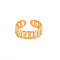 Ion Plating(IP) 304 Stainless Steel Curb Chain Open Cuff Ring for Women, Nickel Free, Real 18K Gold Plated, US Size 6 3/4(17.1mm)