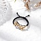Nylon Braided Adjustable Rings, with Brass Beads, Black, Bowknot: 8x14x3mm, US Size 9 3/4(19.5~27mm)