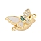 Brass Box Clasps, Cadmium Free & Nickel Free & Lead Free, with Glass and Shell, Butterfly, Real 18K Gold Plated, 11x17x10mm, Hole: 1.4mm