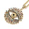 Rack Plating Brass Micro Pave Colorful Cubic Zirconia Eye Pendant Rope Chain Necklaces, Cadmium Free & Lead Free, Long-Lasting Plated, Real 18K Gold Plated, 17.60 inch(44.7cm)