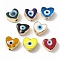 Brass Beads, with Enamel, Real 18K Gold Plated, Cadmium Free & Nickel Free & Lead Free, Heart with Evil Eye, Mixed Color, 14.5x16x7mm, Hole: 1.6mm