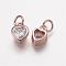 Brass Micro Pave Grade AAA Cubic Zirconia Charms, Lead Free & Nickel Free & Cadmium Free, Heart, Real Rose Gold Plated, 9x6.5x4mm, Hole: 3mm