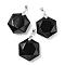 Faceted Natural Dyed & Heated Black Agate Pendants, with Platinum Tone Brass Findings, Hexagon, 28x25x9mm, Hole: 4x5mm