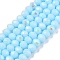Electroplate Opaque Solid Color Glass Beads Strands, Half Rainbow Plated, Faceted, Rondelle, Sky Blue, 3.5~3.8x3mm, Hole: 0.4mm, about 105~110pcs/strand, 29~31cm