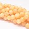 Natural Yellow Jade Beads Strands, Round, 10mm, Hole: 1mm, about 41pcs/strand, 15.94 inch