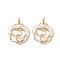 Rack Plating Alloy Resin Pendants, Flower Charms, Cadmium Free & Nickel Free & Lead Free, Light Gold, 28x21.5x5.5mm, Hole: 4.2x3.2mm