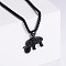 Retro Rock Punk Men's Elephant Stainless Steel Pendant Necklaces, Black