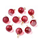 Two Tone Transparent Spray Painted Glass Pendants, with Light Gold Plated Brass Loop, Frosted, with Glitter Powder, Round, Crimson, 12x8mm, Hole: 2mm