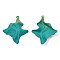 Spray Painted Iron Pendants, Wave, Dark Cyan, 45x37x7mm, Hole: 1.6mm