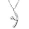 Rhodium Plated 925 Sterling Silver Initial Pendant Necklaces, with Grade AAA Cubic Zirconia and Cable Chains, Platinum, Letter.Y, 15.74 inch(40cm)