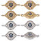 8Pcs 2 Colors DIY Brass Micro Pave Clear & Blue Cubic Zirconia Connector Charms, Eye Links, Platinum & Golden, 8x16x2mm, Hole: 1mm, 4pcs/color