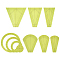 Acrylic Sewing Patchwork Ruler Sets, Quilting Template, Trapezoid & Fan & Round & Ring, Yellow Green, 49.5~131x49.5~130x2.5mm, 10pcs/set