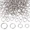 400Pcs 4 Styles 304 Stainless Steel Open Jump Rings, Round Rings, Stainless Steel Color, 9~14x0.9~1.2mm, Inner Diameter: 7.2~11.6mm, 100pcs/style