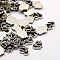 Enamel Style Alloy Cabochons, Floating Charms, DIY for Floating Lockets Glass Living Memory Lockets, Heart to Heart, Platinum, Black, 7x8.5x2mm