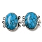 Synthetic Turquoise Box Clasp, with Alloy Findings, Oval, 27x27x9.5~10.5mm, Hole: 2mm