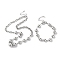 Rack Plating Brass Graduated Beaded Necklaces & Round Ball Link Chain Bracelets, Jewelry Set, Lead Free & Cadmium Free, Platinum, Necklaces: 18-1/8 inch(46cm), Bracelets: 8-1/8 inch(20.5cm)