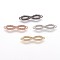 Brass Cubic Zirconia Links, Infinity, Clear, Mixed Color, 5x24x2mm, Hole: 1mm