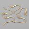 Brass French Earring Hooks, Flat Earring Hooks, Ear Wire, with Beads and Horizontal Loop, Lead Free, Golden, 15mm, Hole: 2mm